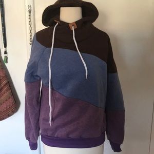 Tri colored hoodie sweatshirt